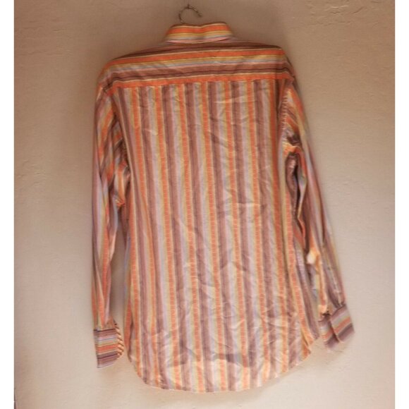 Robert Graham Men's Long Sleeves Button Down Shirt Cotton Stripe Orange Large - Picture 2 of 9